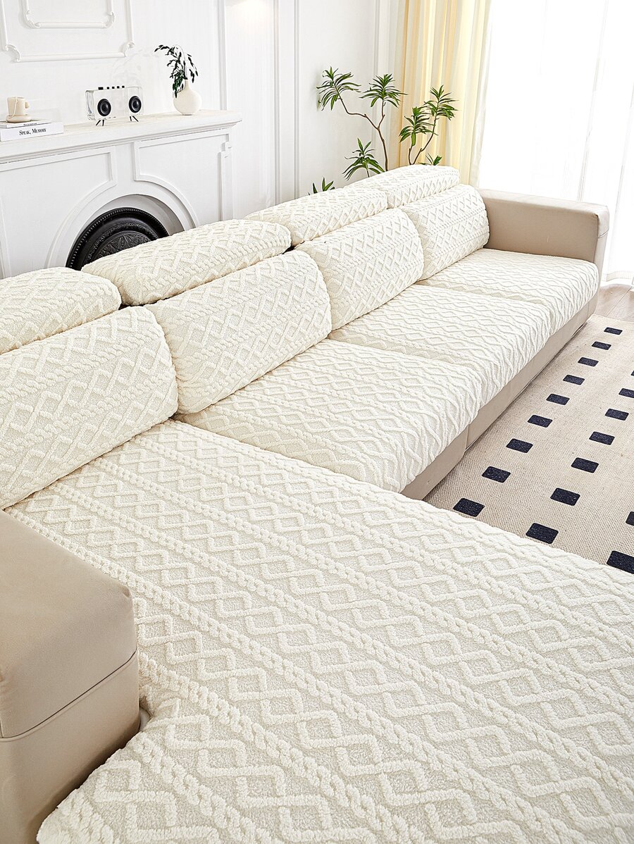 1pc Universal Stretch Sofa Cushion Cover, Modern Style Solid Color Pet Proof Sofa Slipcover, Dustproof Anti-dirty Sofa Protector For Living Room L-shaped Sectional Sofa And 1/2/3/4 Seater Sofa (single Piece Sale), All Seasons Available