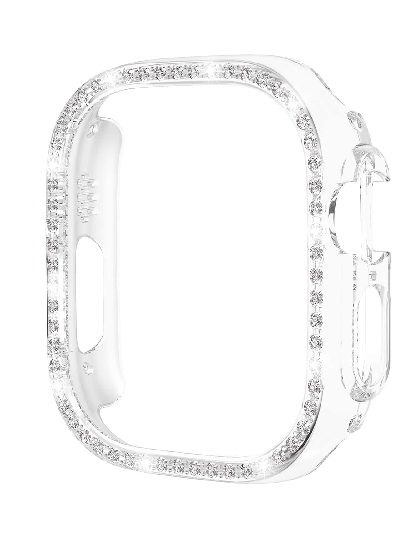 1pc Smart Watch Protective Case Simple Style Rhinestone Decor Pc Full Cover Case Compatible With Apple Watch