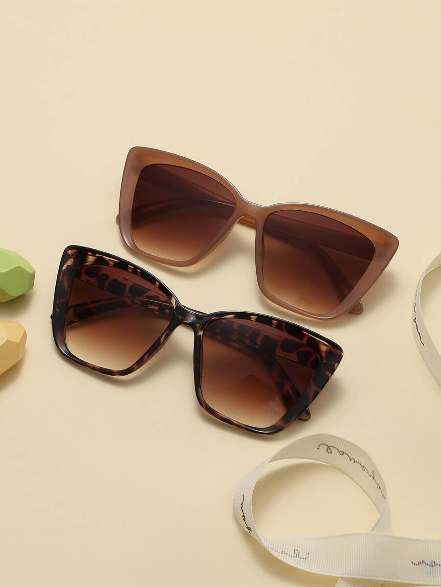 2 perechi de ochelari de soare decorativi din plastic, retro, ochi de pisică, unisex, stil boho, accesorii de plajă pentru femei, ochelari de soare, elemente de bază, toamnă și iarnă, ținute de femei, haine, cadouri casual de afaceri pentru vară, vacanță la plajă, în aer liber, călătorii