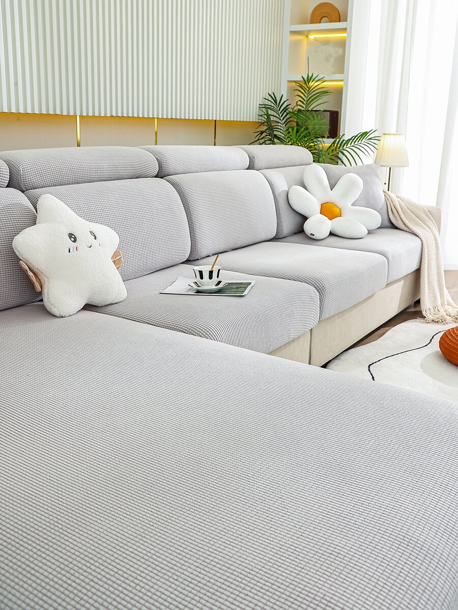 1pc Corn Velvet Elastic Sofa Cushion Cover, Modern Style Anti-scratch & Slip, Pet Protector, For L-shaped & 1/2/3/4-seats Couches, All Seasons