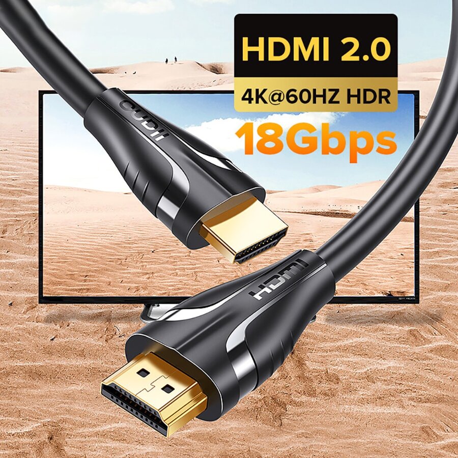 Llano 2.0 Cable 4K/60Hz 18Gbps Ultra High-Speed Cable 2K/144Hz HD 3D 1080P Cable For Laptop Monitor PC LCD TV HDTV Splitter Switch Projector Computer Audio Video/1M