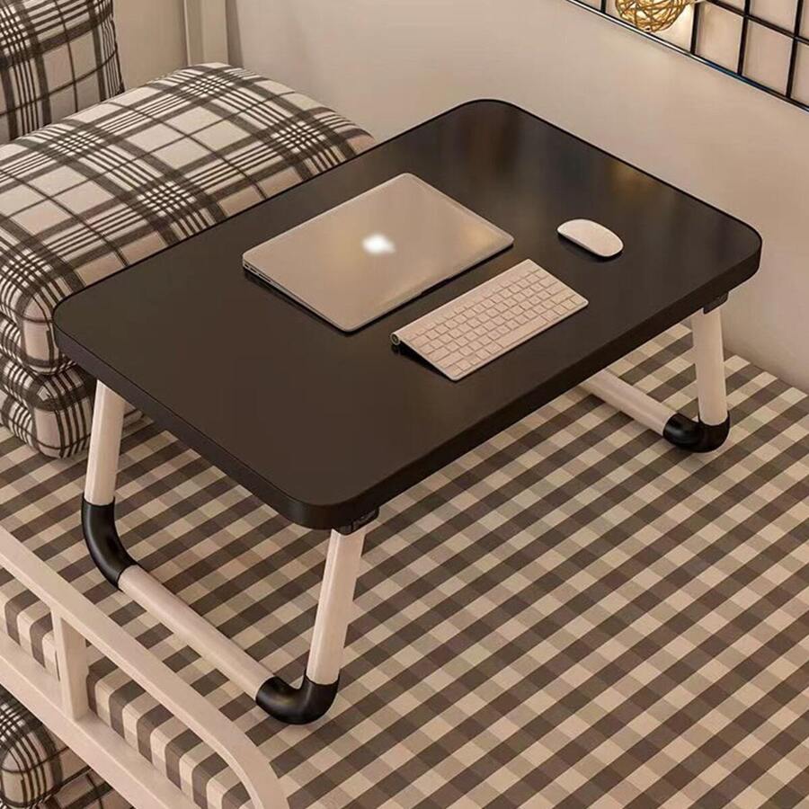 1pc Portable Folding Table For Bed, Laptop Desk, Reading Tray, Dining Table With Cup Holder
