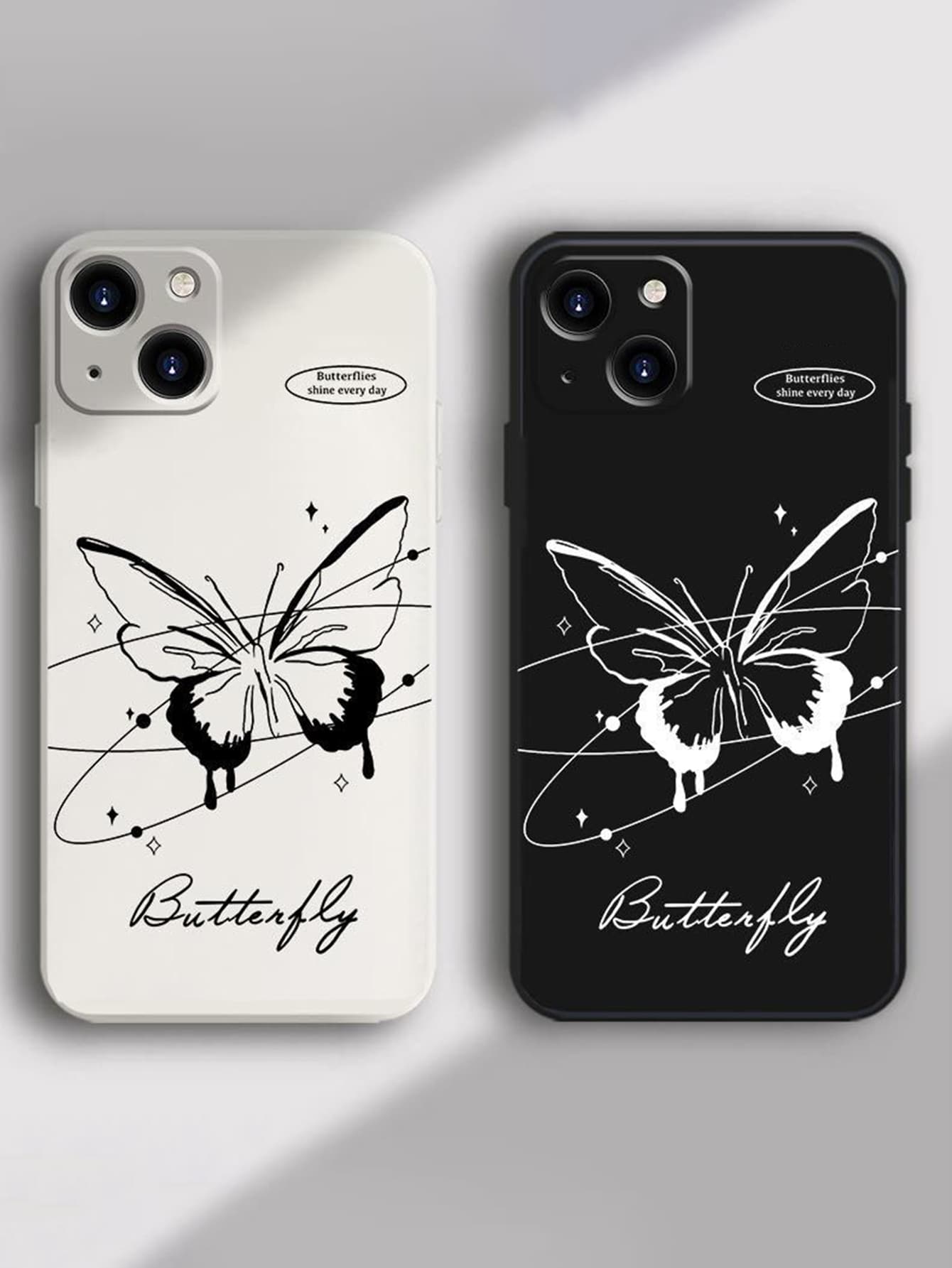 2pcs Butterfly Pattern Phone Case Compatible With iPhone15/15Plus/15Pro/15Promax