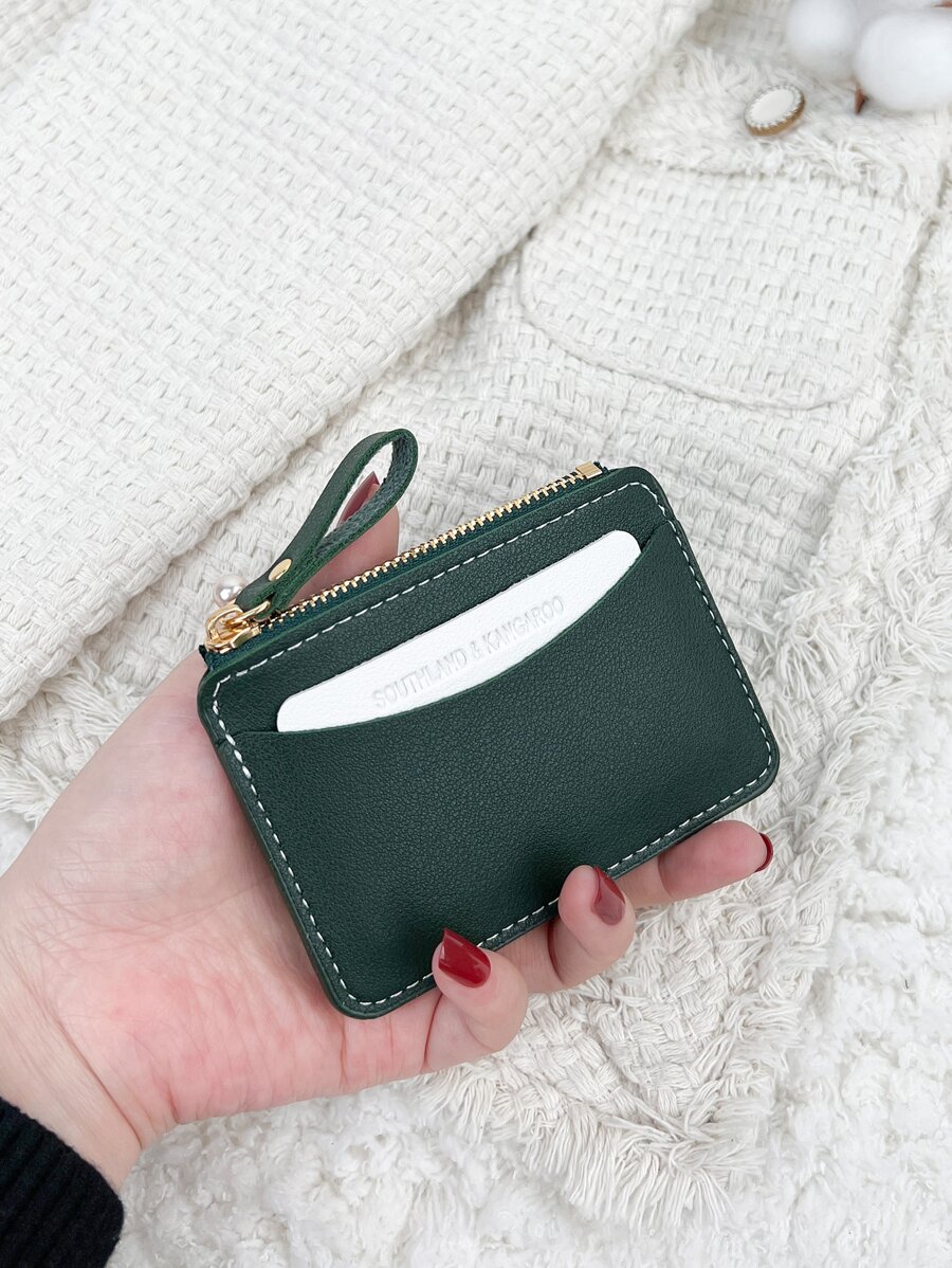 SOUTHLAND&KANGAROO Color Block Pu Leather Fashionable Zippered & Coin Purse & Short Wallet With Letter Print Lightweight Portable Card ID Card White-Collar Workers For Female For Holiday For Anniversary For Birthday Gift Accessories Gift Wristlet Wallet High Quality Leather Card Holder Wallet Business Card Holder Credit Card Holder Women For Women Mini Wallet Card Wallet