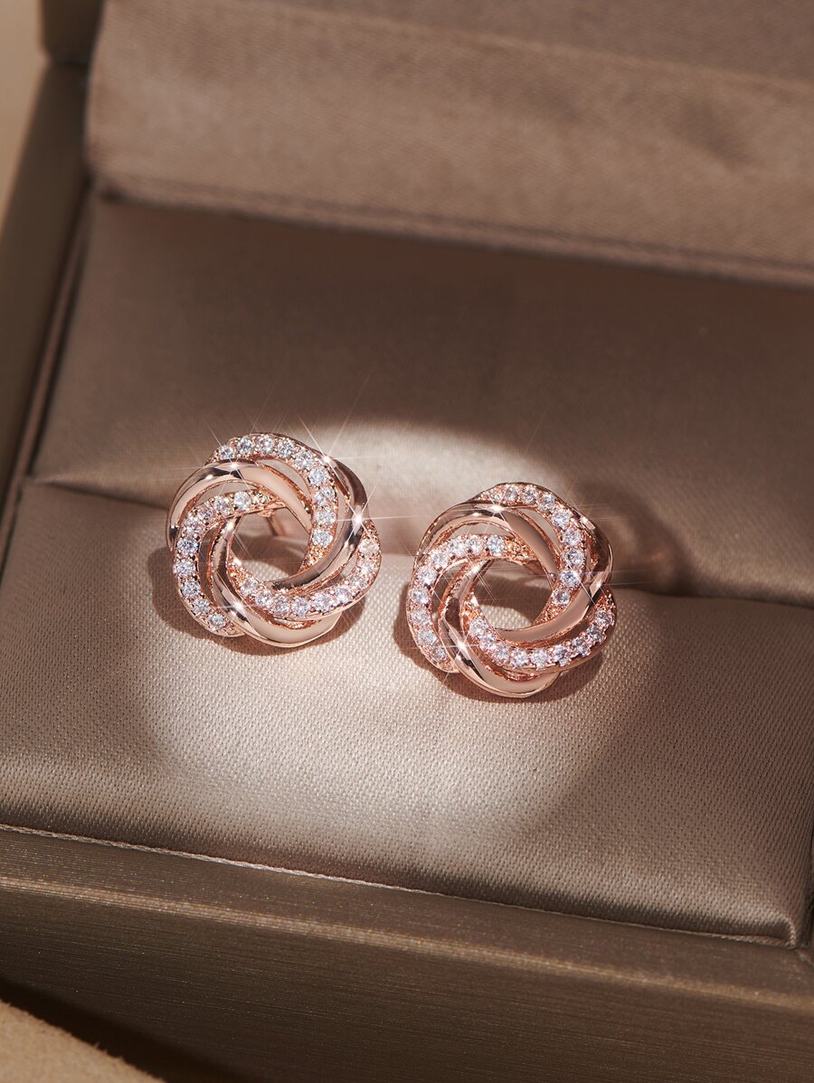 1 Par/2 Peças Brincos de Botão de Zircônia Elegantes, Simples e Versáteis para Mulheres, Presente para o Dia dos Namorados/Dia das Mães, Mamãe, Mãe, Dia das Mães, Presente