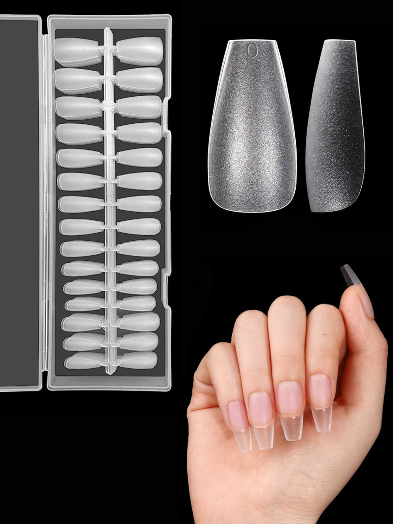 240Pcs Medium Coffin False Nail Tips Matte Pre-Filed Soft Gel Full Cover Nail Tips Clear Fake Nails Clear Gelly Tips For DIY Press On Acrylic Nail Extensions