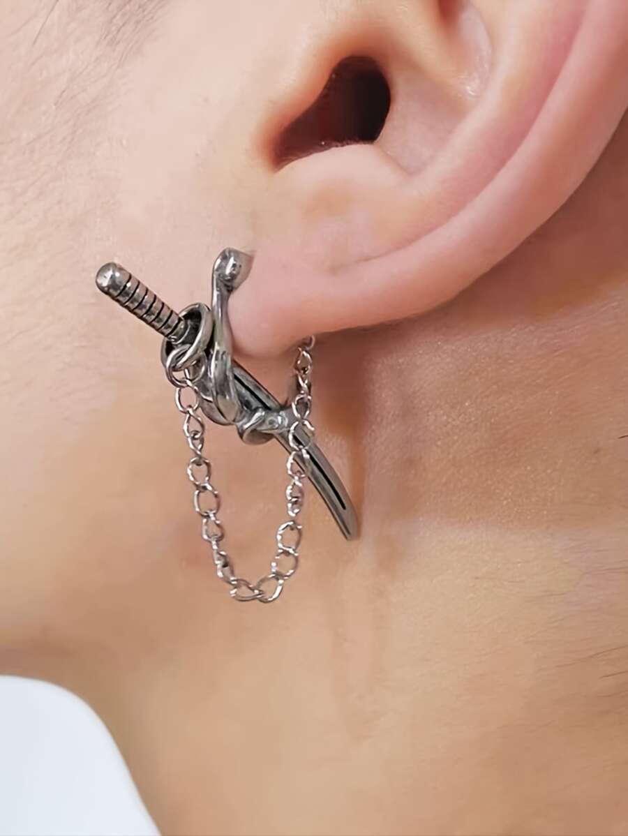 2 Stücke Punk-Stil Schwert Ohrringe, kreative vintage Samurai Schwert Ohrringe für Männer und Frauen, geeignet für den täglichen Gebrauch und Partys