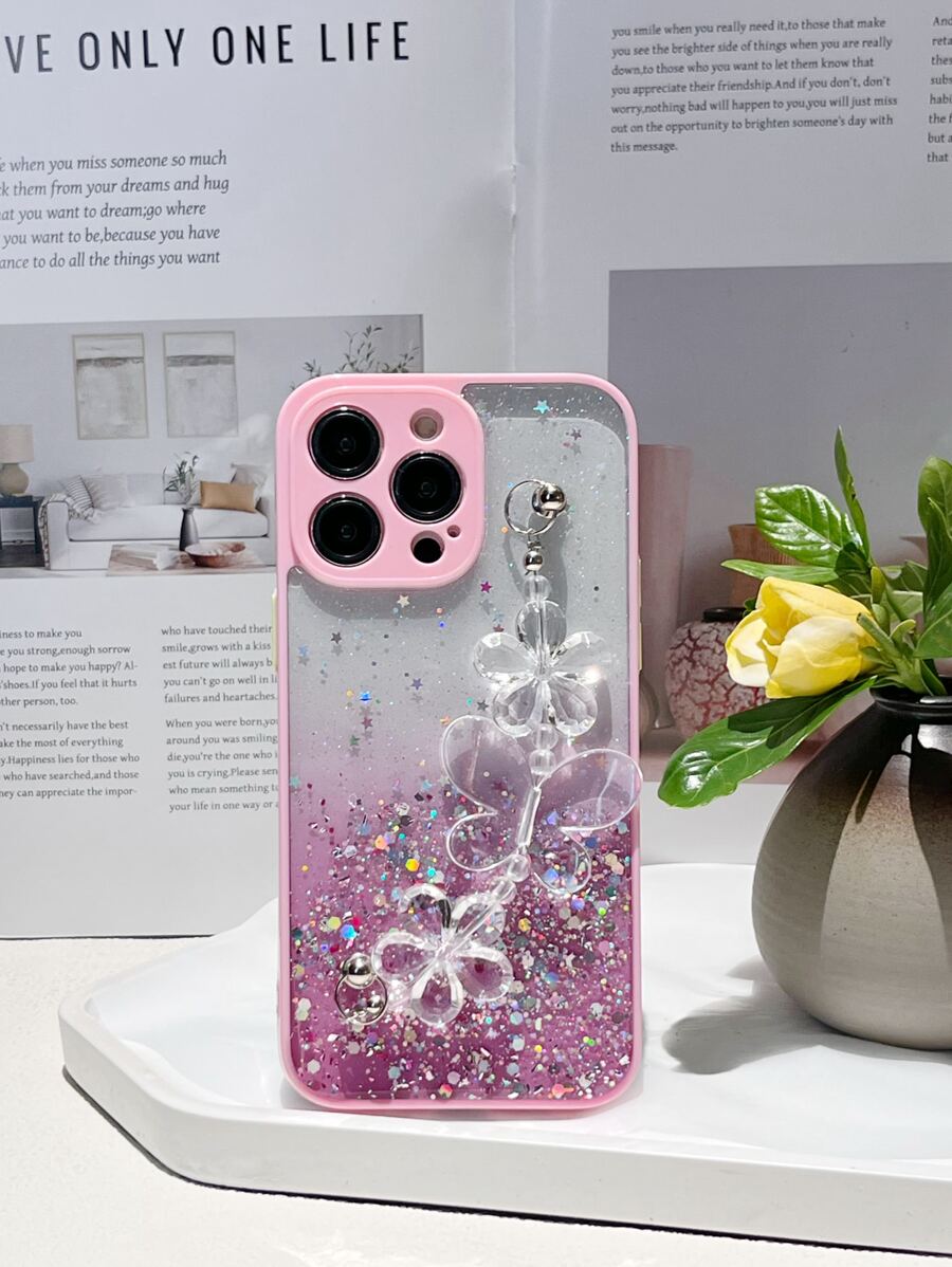 Coque De Téléphone Portable À Fleur Avec Dragonne