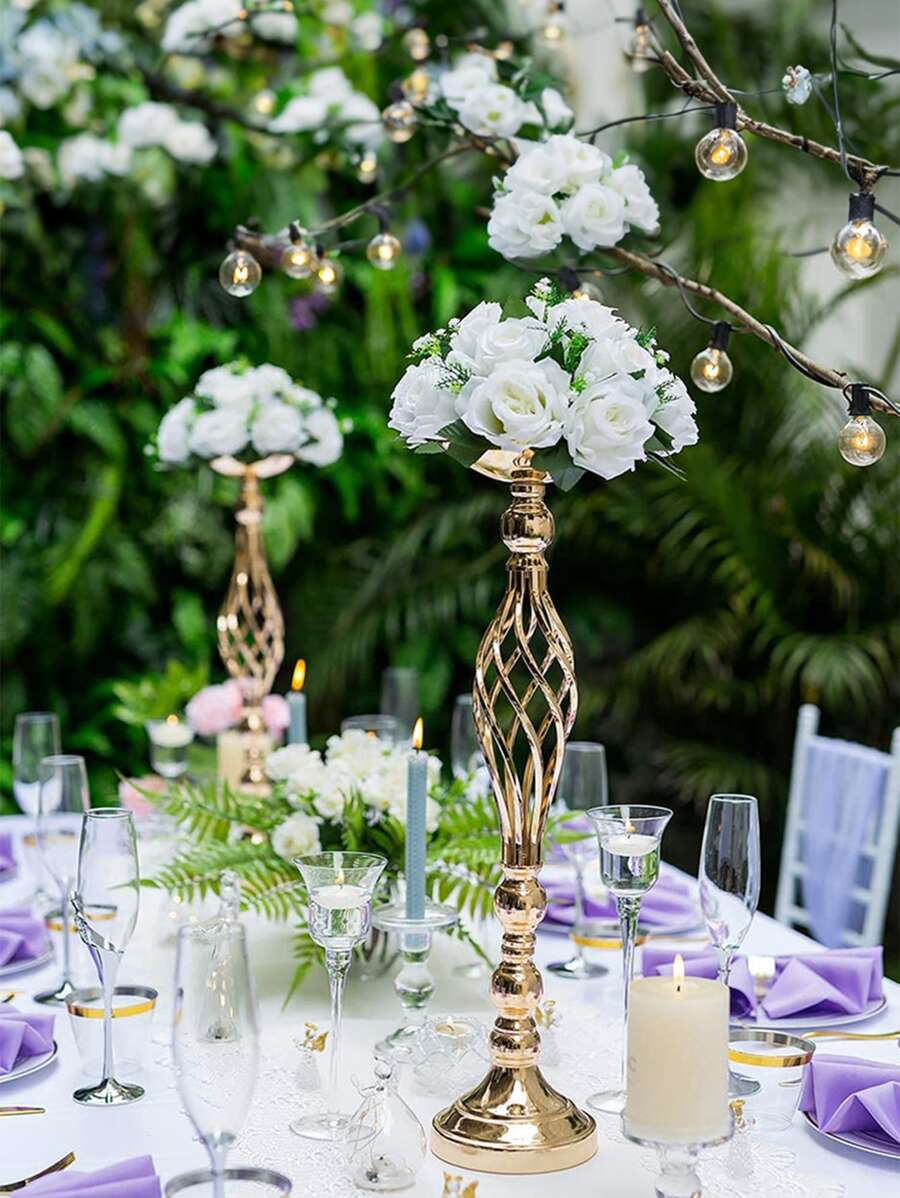 1pc/set Multi-functional Metal Flower Arrangement Stand & Pillar Candlestick Set For Wedding Party Dinner Center Decoration, Event, Restaurant, Hotel Decoration