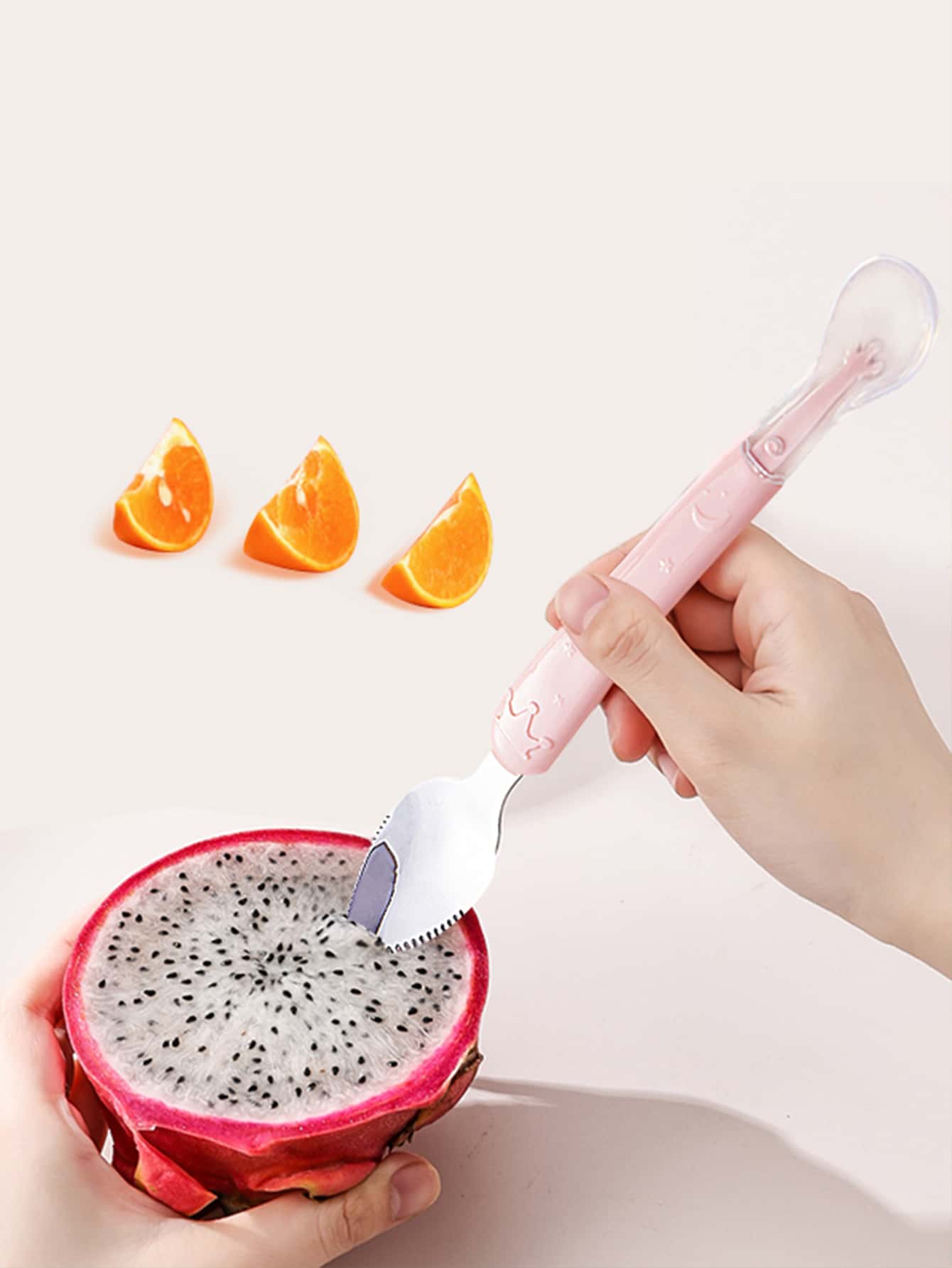 1pc Baby Food Feeding Spoon, All Seasons, Stainless Steel Material, Pink Crown Pattern, Serrated Edge For Digging Apple Puree And Scraping Fruit Puree