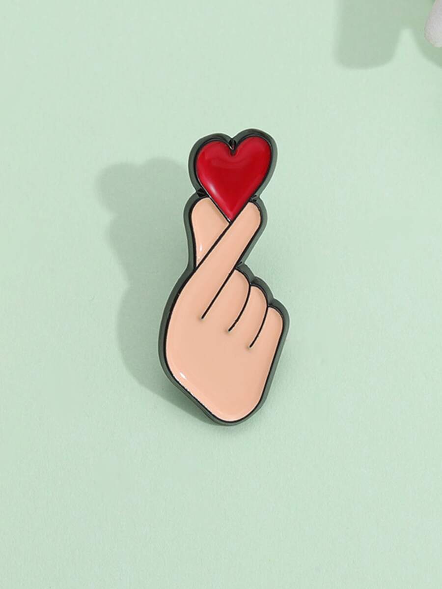 1 pièce Enfants Dessin Animé Doigt Que Cœur En Alliage Broche Homme Et Femme couples Épingle Love Émail Insignes À Envoyer Amis Cadeaux