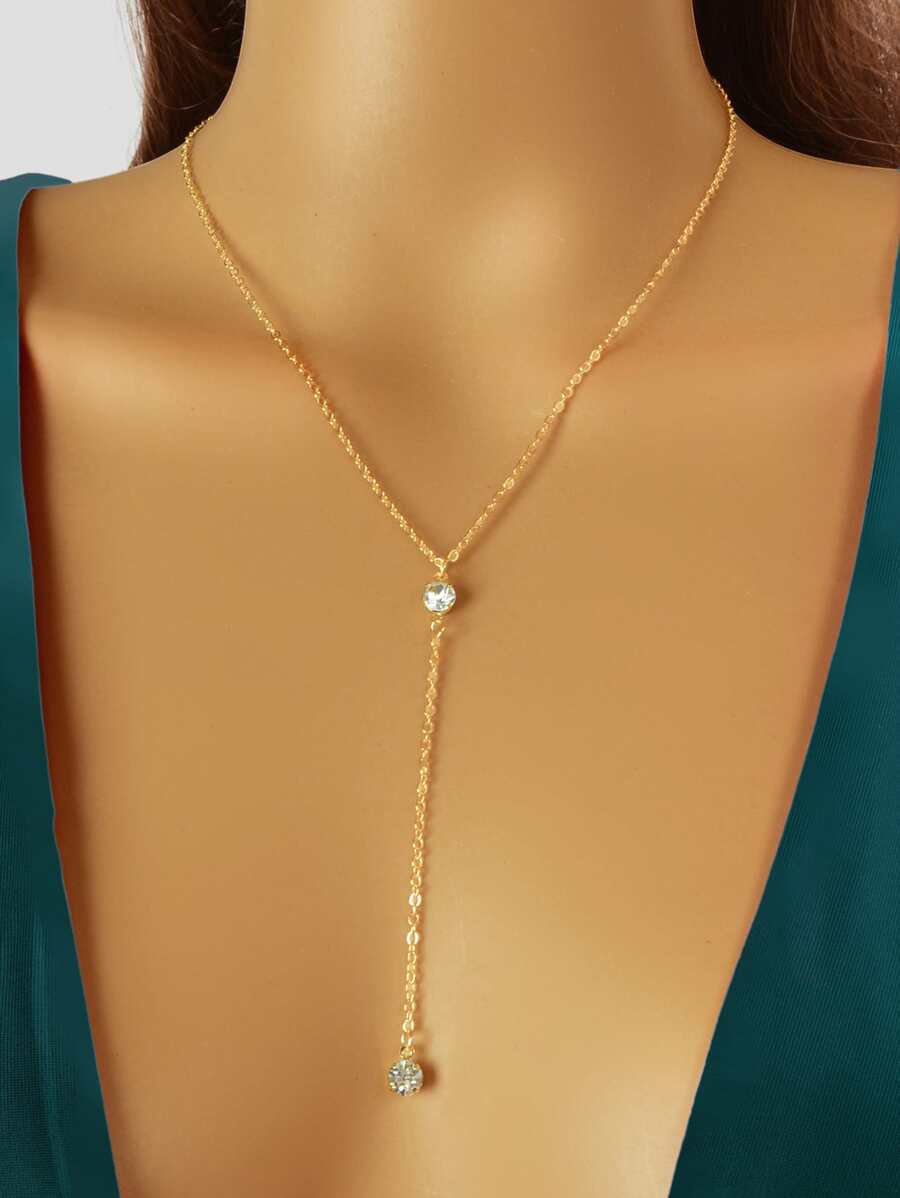 1 pièce Couleur Or Avec Strass Dames' Bikini Collier Long