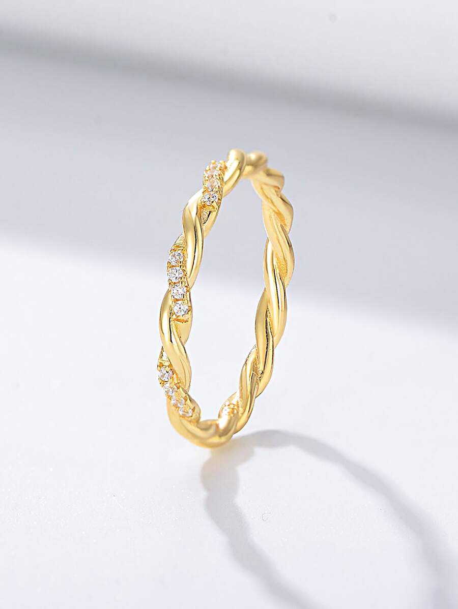 Esberry 1 pieza suelto girante minimalista Anillo señoras Bisutería S925 plata esterlina oro amarillo chapado fino Bisutería uso diario regalos