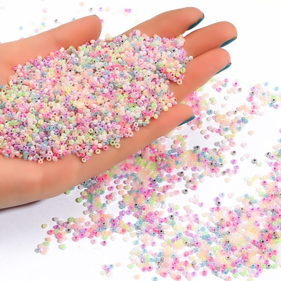 1000pcs 2/3/4mm Glass Seed Beads Jewelry Making Kit, Macaron Small Beads Pony Beads for Bracelets Necklace Ring Making