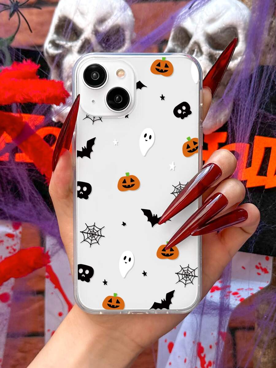Halloween Skull Pattern Clear Phone Case