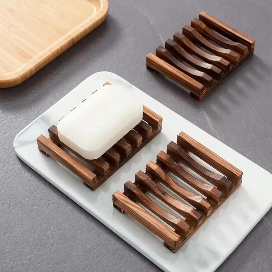 1pc Wooden Soap Dish To Enhance Shower Effect - Pine Wood Self-Draining Soap Holder For Bathroom Sink And Handmade Soap Home Bathroom Decor Summer Back To School