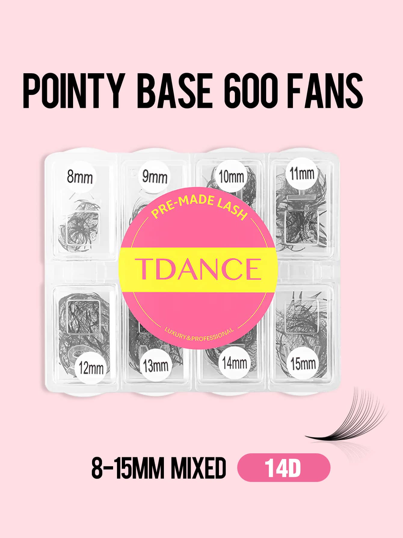 TDANCE 14D Misturado 8-15Mm Comprimento Feito À Mão Pré-Fabricado Solto Fãs Base Pontiaguda 600 Fãs