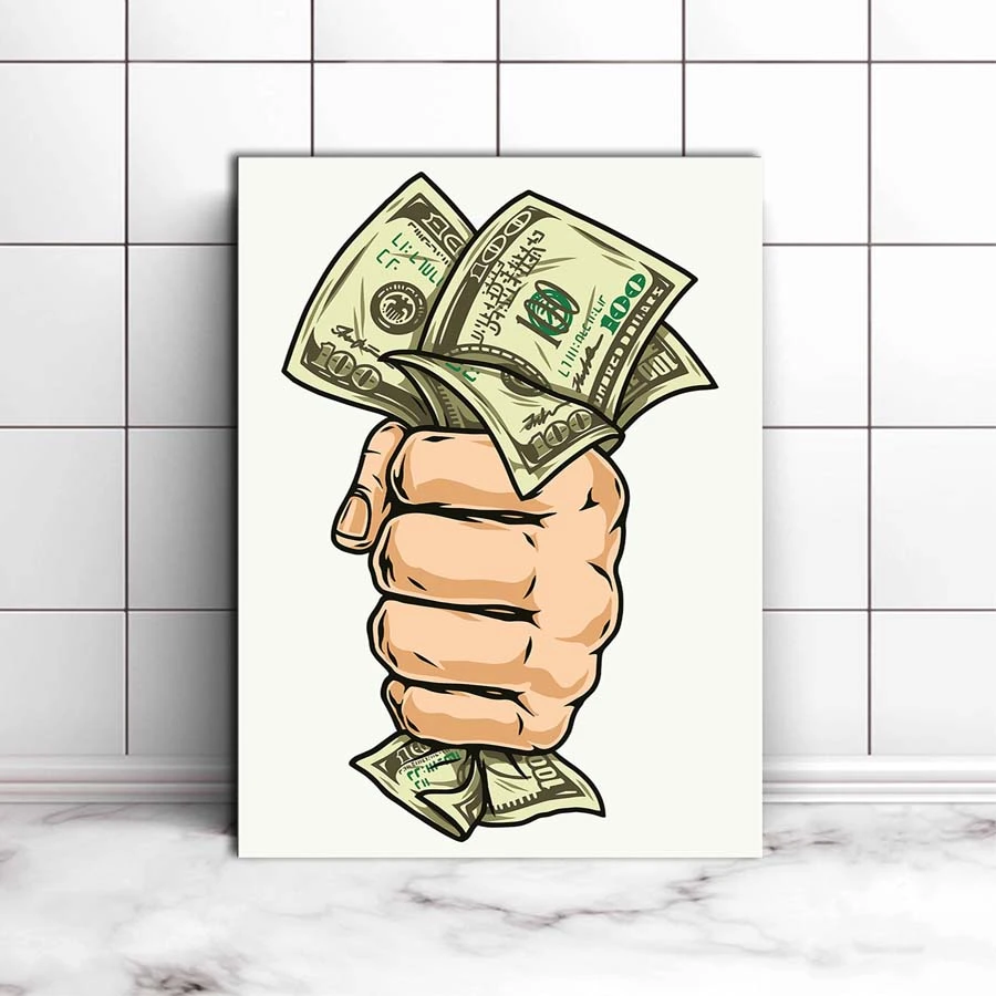 1pc/Set Male Hand Holding Dollar Bills Royalty Free Vector Image Poster,Creative Idea Poster,Wall Art,Wall Decor, Canvas Art, Painting Wall Art Painting Canvas Wall Art Living Room Posters Bedroom Painting No Framed.