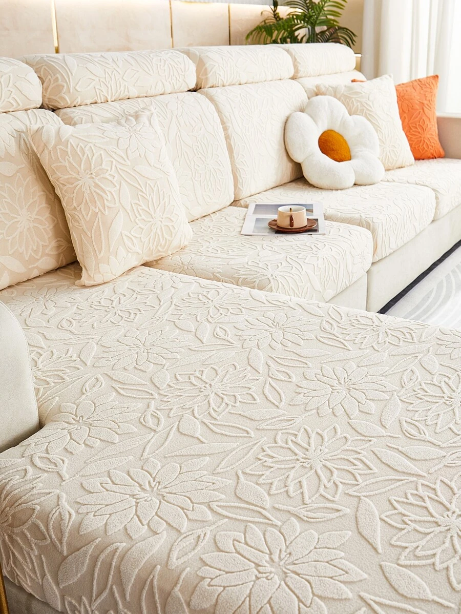 1pc Fleece Jacquard All Seasons Universal Dustproof Sofa Seat Cover, Pet-Friendly Spandex Sofa Cover To Protect Against Dirt & Scratches, Compatible With L-Shaped And 1/2/3/4-Seater Sofas. ( Sales)