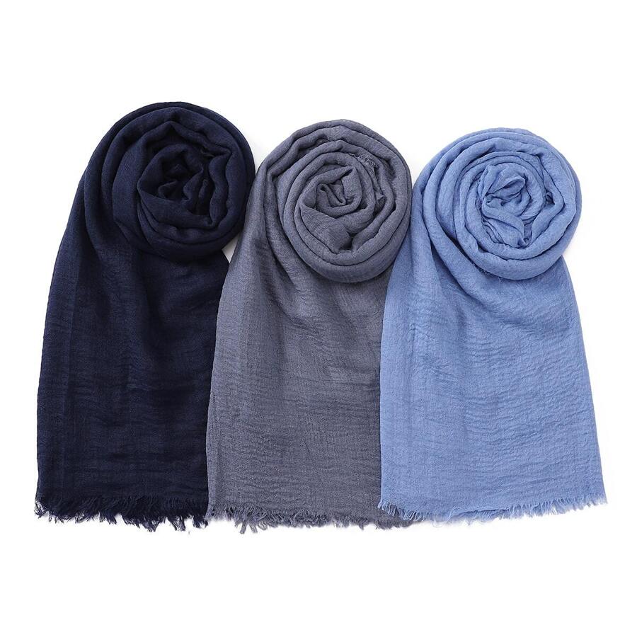 3 pièces/set Foulard musulman en mousseline de soie plissé doux et matelassé pour femmes, turban quotidien hijab abaya