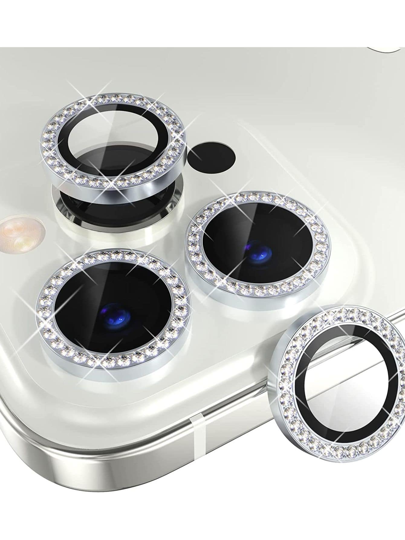 kit Pelicula Metal diamante de Camera proteção Lente Compativel IPhone XR 11 12 12mini 13 mini 13 14 15 pro pro max