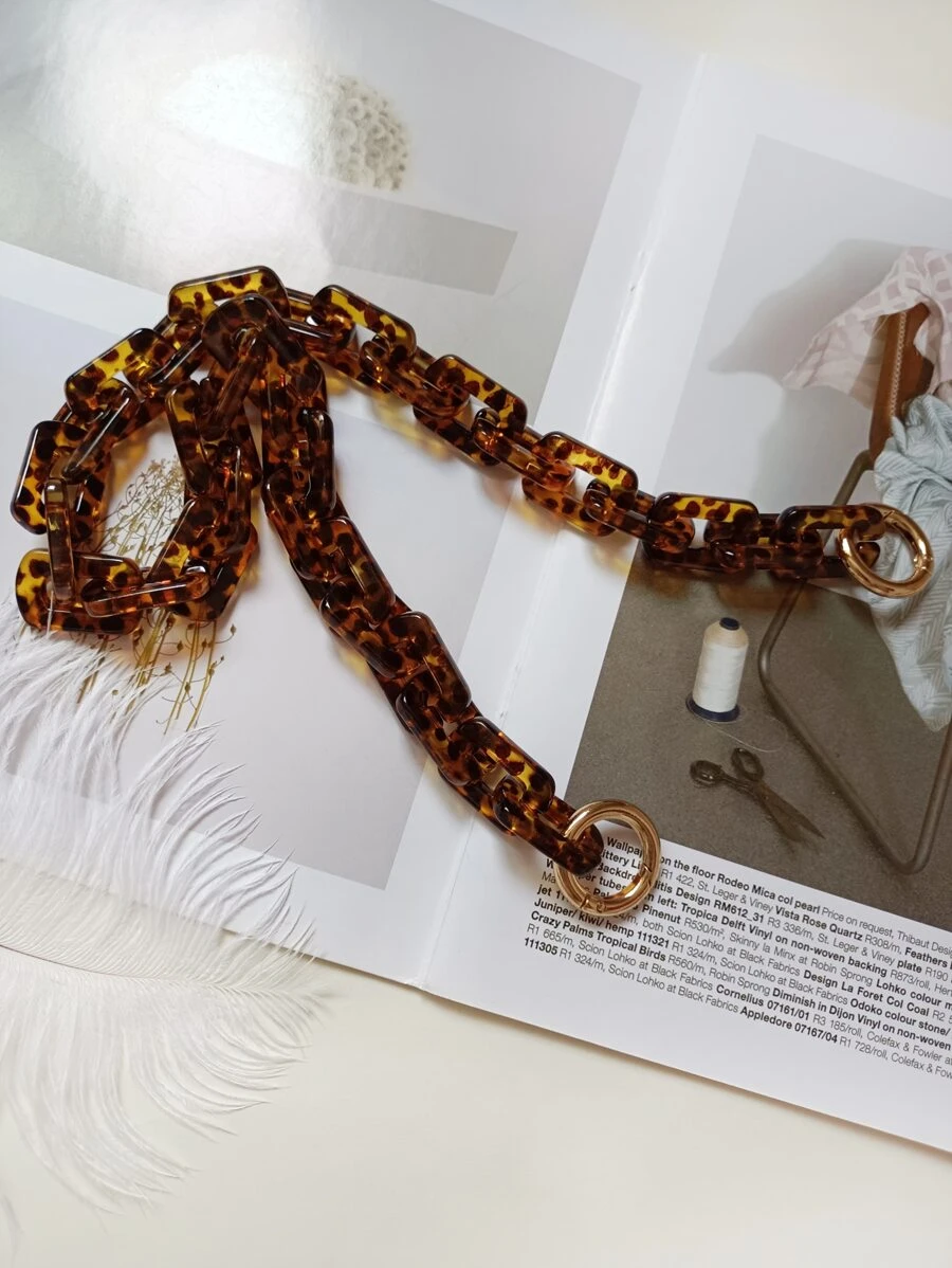 1 Stück Schulterriemen aus Leopard-Muster Acrylkette für kleine Taschen, Taschenzubehör, DIY Zubehör, Verstellbarer Ersatz-Schulterriemen, stilvoll und langanhaltend