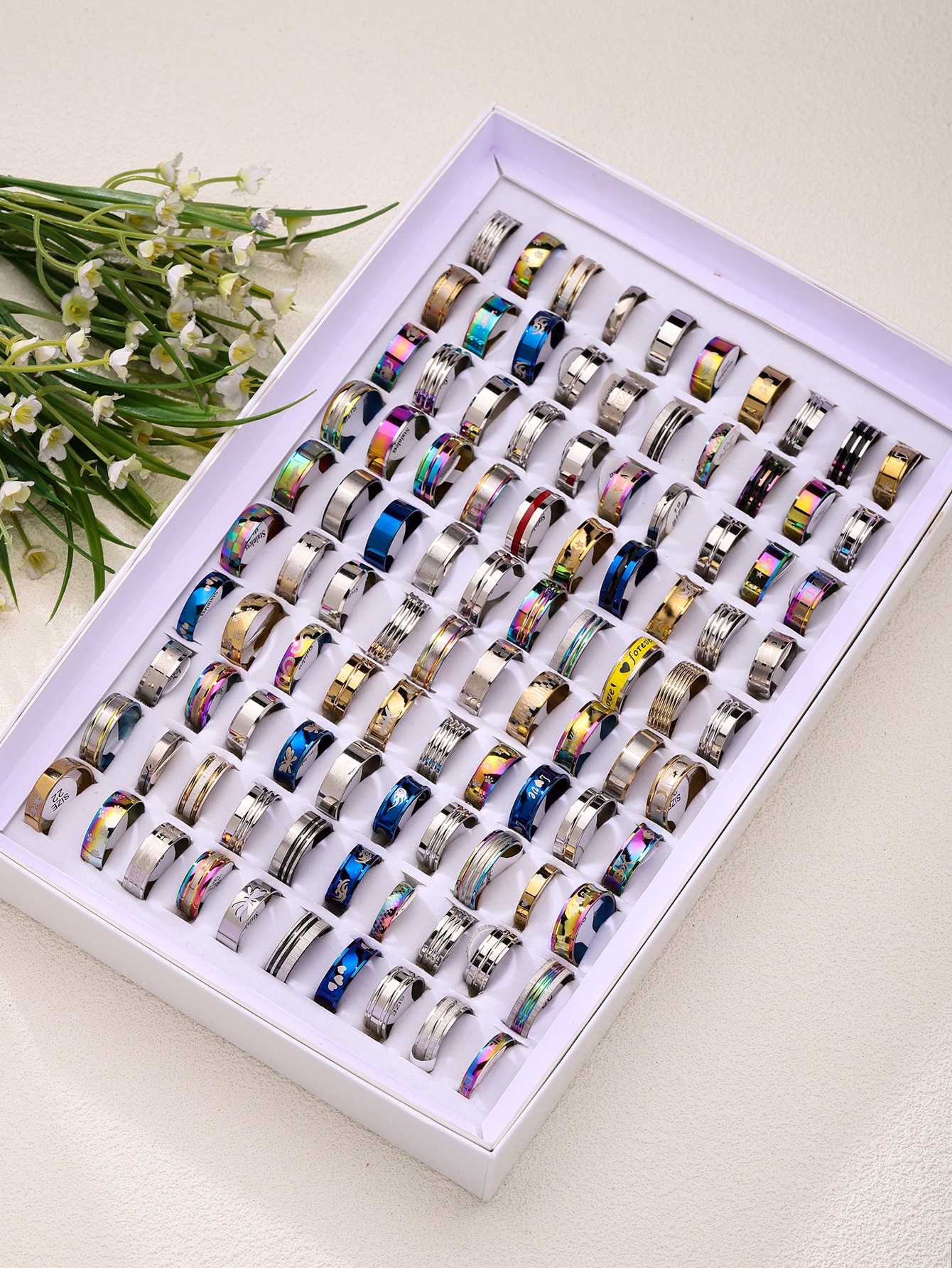 20 pezzi in acciaio inossidabile da uomo anelli ( casuale size & stile )