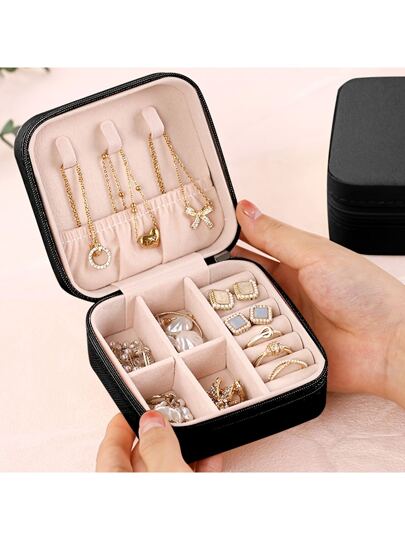 Black Jewelry Box, Mini Jewelry Box, Travel Jewelry Organizer For Earrings, Necklaces, Jewelry Accessories, Wedding Decorations Storage Container