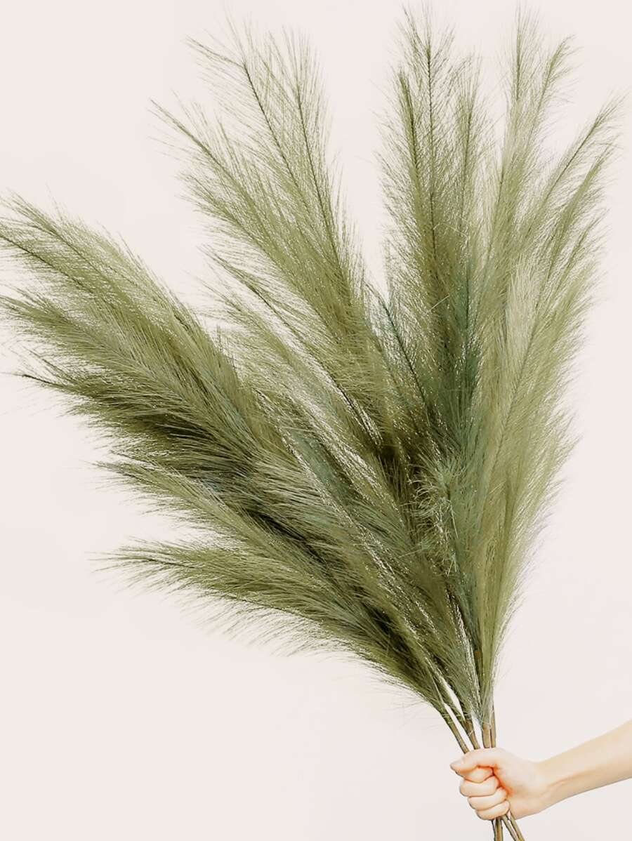 3,62FT 3 în 1 iarbă artificială de pampas mare, moale și pufoasă, floare artificială lungă, stuf artificial din plastic, 1 plantă artificială pompoasă verde măsliniu, floare artificială falsă, iarbă decorativă boho din stuf pentru umplerea vazei, decor de casă, petrecere de nuntă, decor de petrecere de toamnă, decor de sufragerie, decor de masă pentru recoltă, decor, decor de Halloween sau de Ziua Recunoștinței, decorațiuni de Crăciun pentru brad/cunună, Ziua Îndrăgostiților, cadouri pentru ziua de naștere, absolvire, decor de toamnă, toamnă