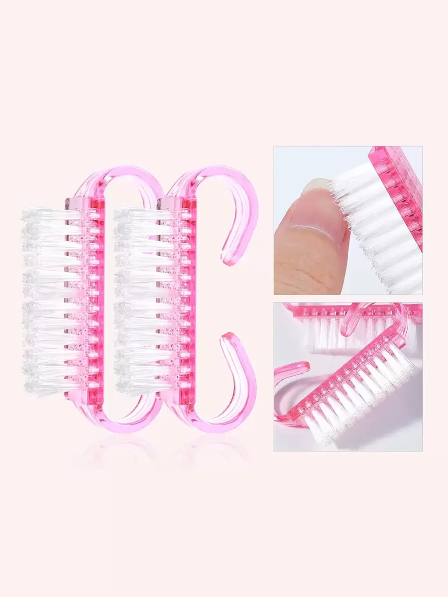 2 pièces Pinceaux cosmétiques parfaits pour la mise en poussière des ongles, mini brosse à poussière, brosse de nettoyage, brosse dure pour les ongles et les doigts, pédicure, petite brosse pour les pieds, femmes et hommes, fournitures pour les ongles, outils pour les ongles, outils pour la nail art, rentrée scolaire, ongles, outils pour les ongles pour les faux ongles