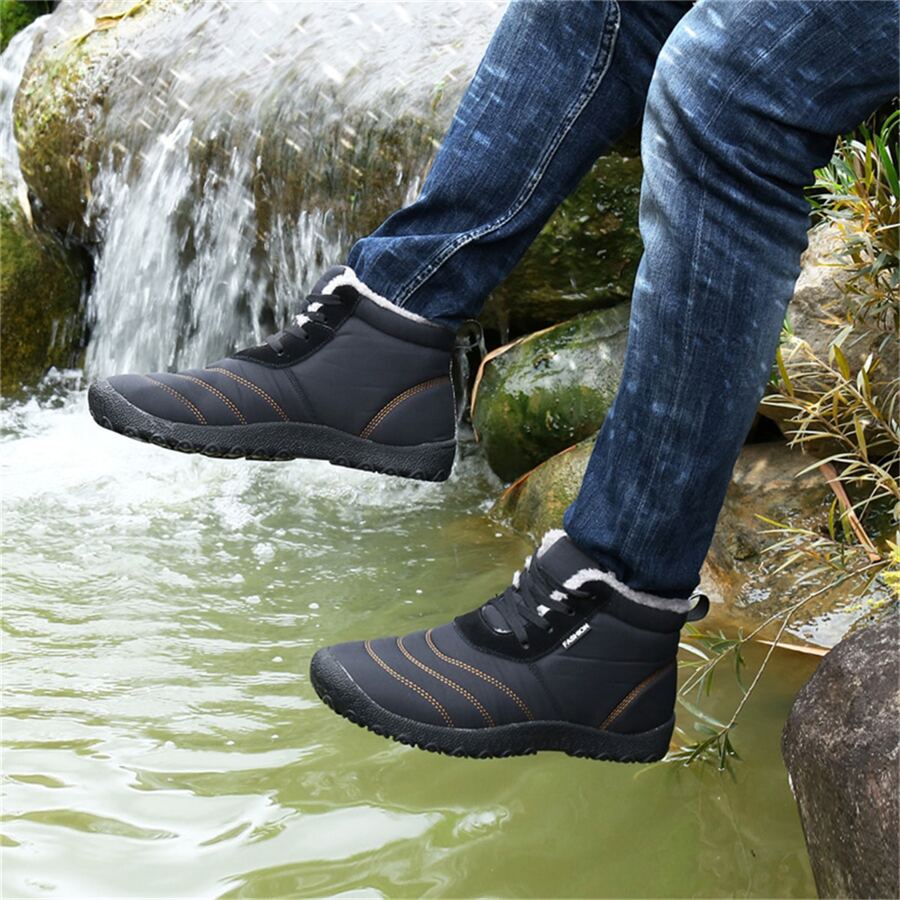 1 par de mujeres pareja estilo de moda Botas de nieve , talla grande , impermeable de tela , cálido Botas altas con felpa recubrimiento