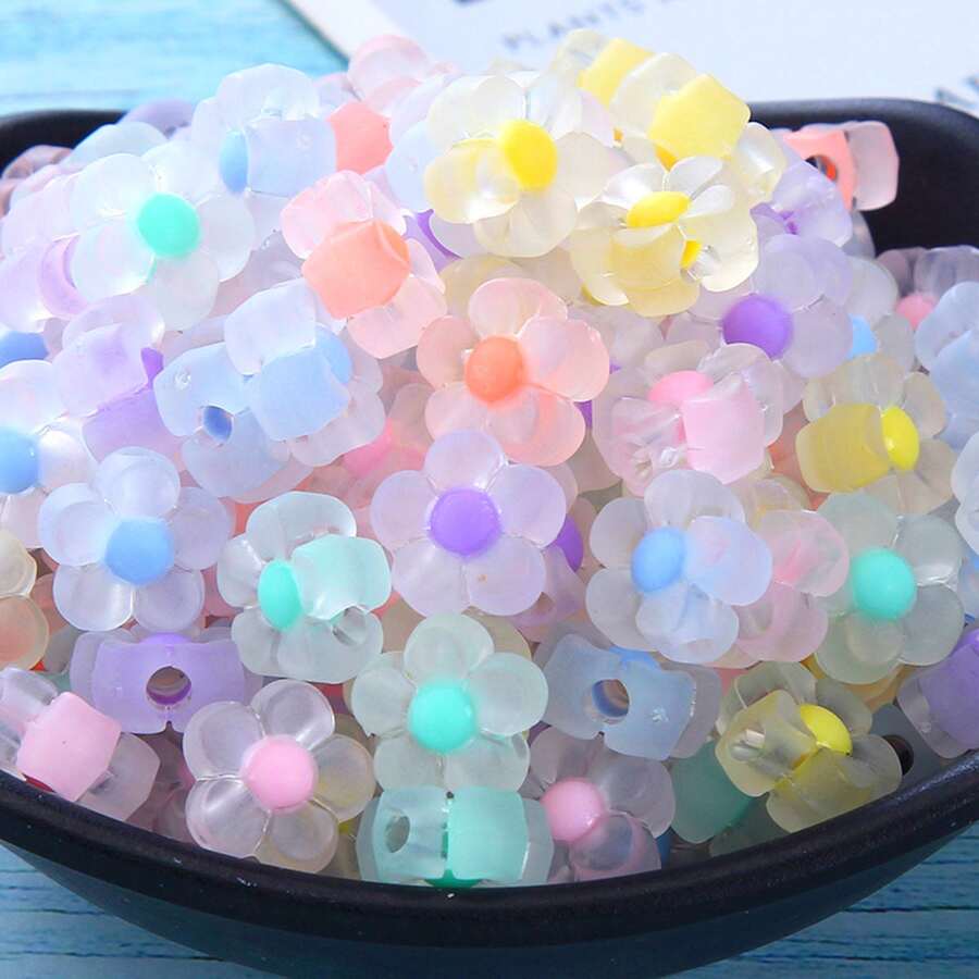 20 Stück 12mm matte Blumen Acrylperlen Mischfarben Abstandsperlen zum Armband, Ohrring und Basteln herstellen
