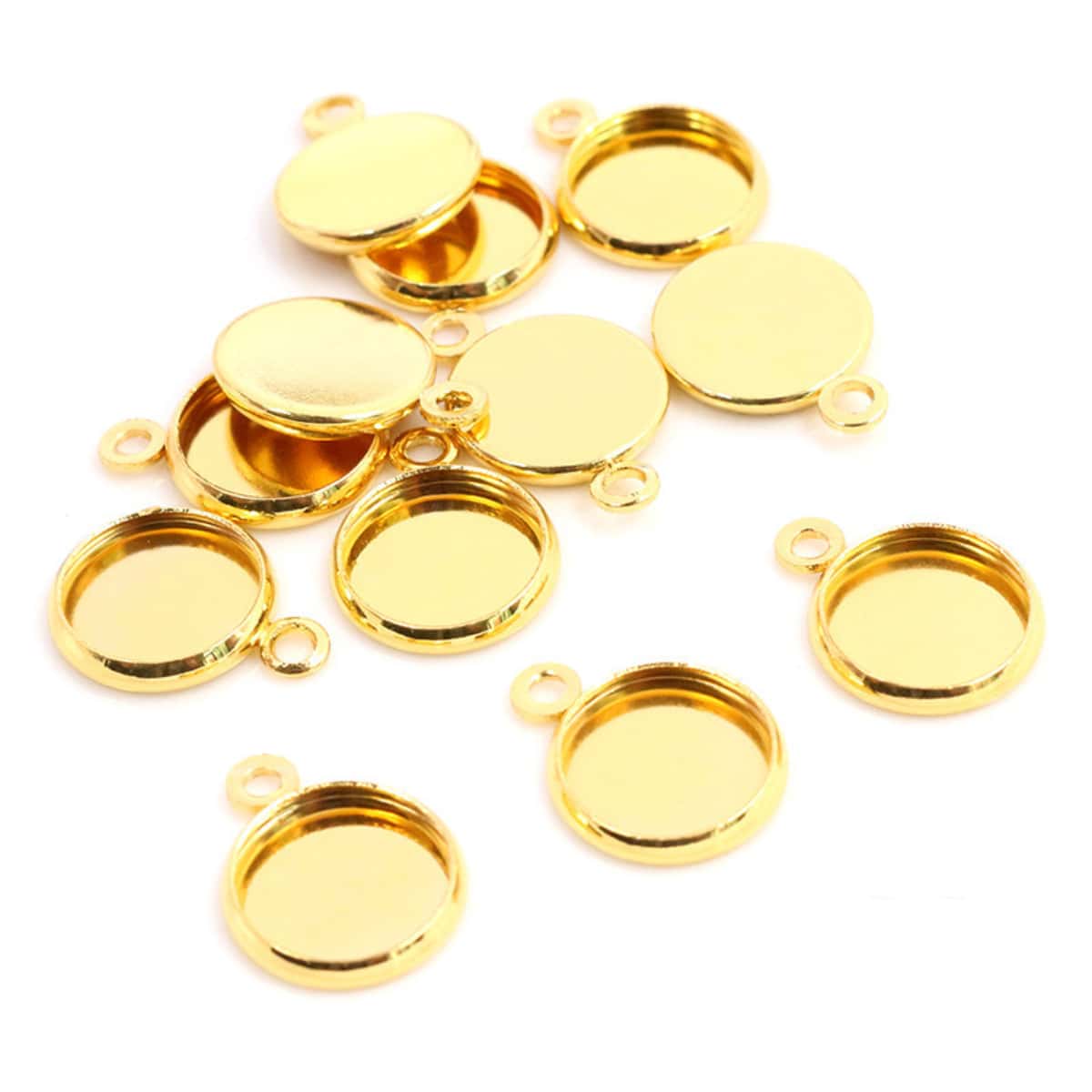 10 Peças/saco De Cabochão De Pingente Redondo De 8-25mm Com Único Laço, Base Vazia Para Fabricação De Joias Para Pulseira E Colar