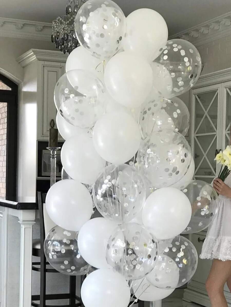 10pcs 12inch Pearl Shiny Sparkling Balloons Kit For Birthday, Celebration, Wedding, Party Decoration