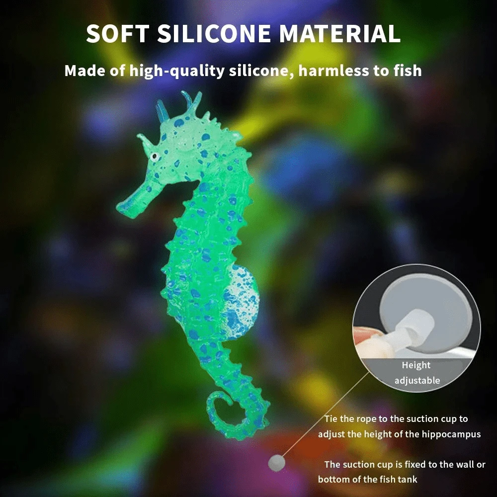 1 Pièce Décoration D'aquarium Artificiel Par Lumière Fluo Poisson Hippocampe Flottant Simulé En Silicone Décor Sous-marin Pour Réservoir De Poissons Cheval De Mer Artificiel Pour Aménager Le Paysage Sous-marin