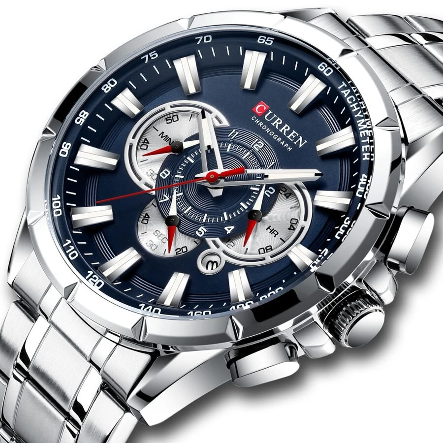 Curren Men's Multifunctional Chronograph Waterproof Stainless Steel Watch