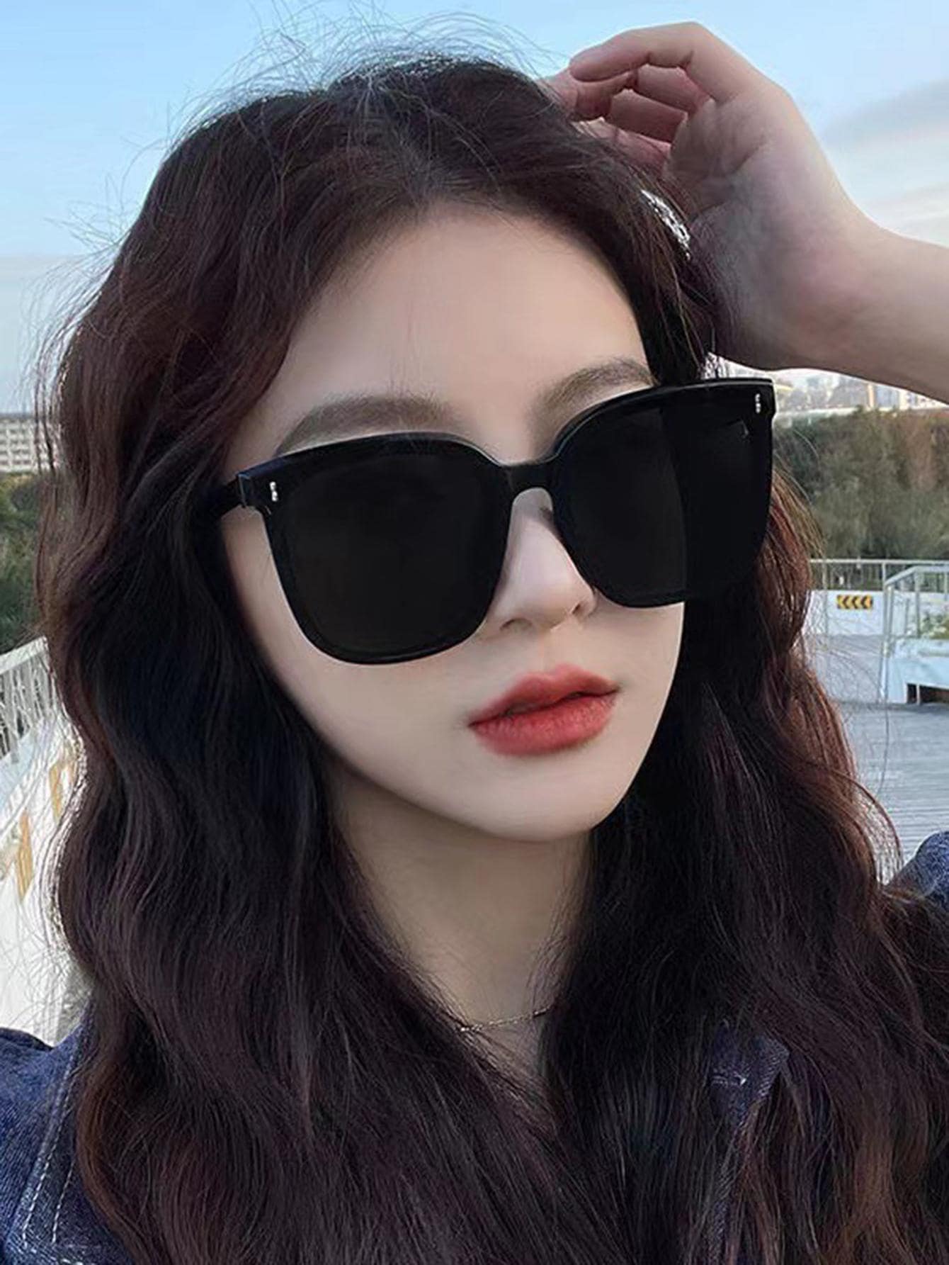 1pc Unisex Large Frame Decorative Eyeglasses For Summer Beach Vacation,Outdoor,Travel Shades Fashion Glasses Casual Style Oversized Square Frame For Going Out Outfit,Back To School