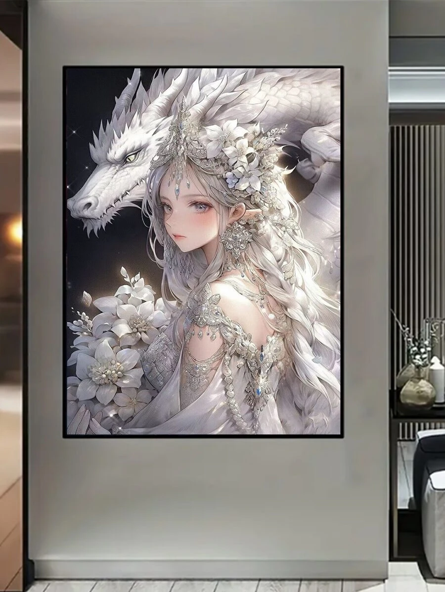 Conjunto de pintura com diamante, diamante redondo, sem moldura