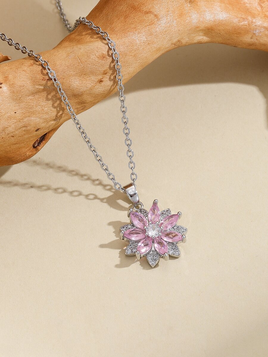 1pc Fashionable Necklace With Flower Design Pendant Valentines,Mom,Mother,Mother's Day,Gift