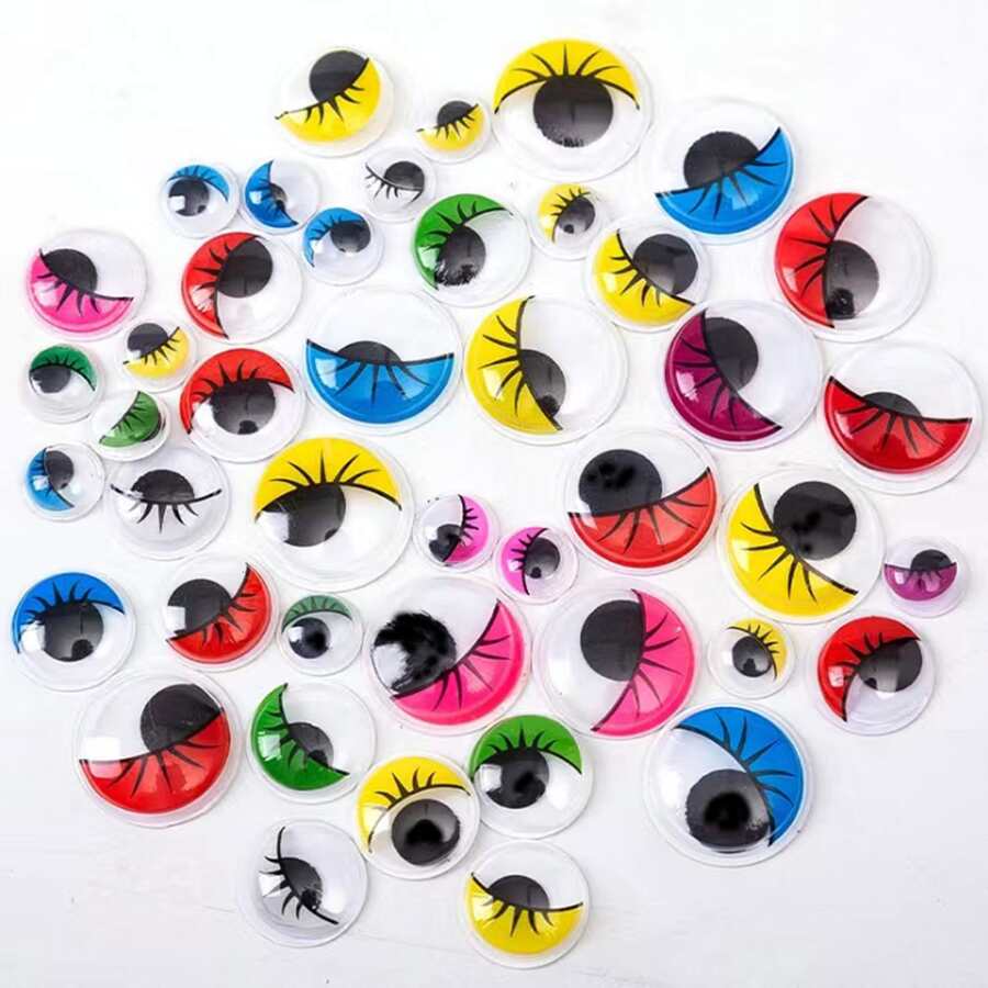 120pcs/set Mixed Color Self-adhesive Eyelash & Eye Shaped Diy Decorative Accessories
