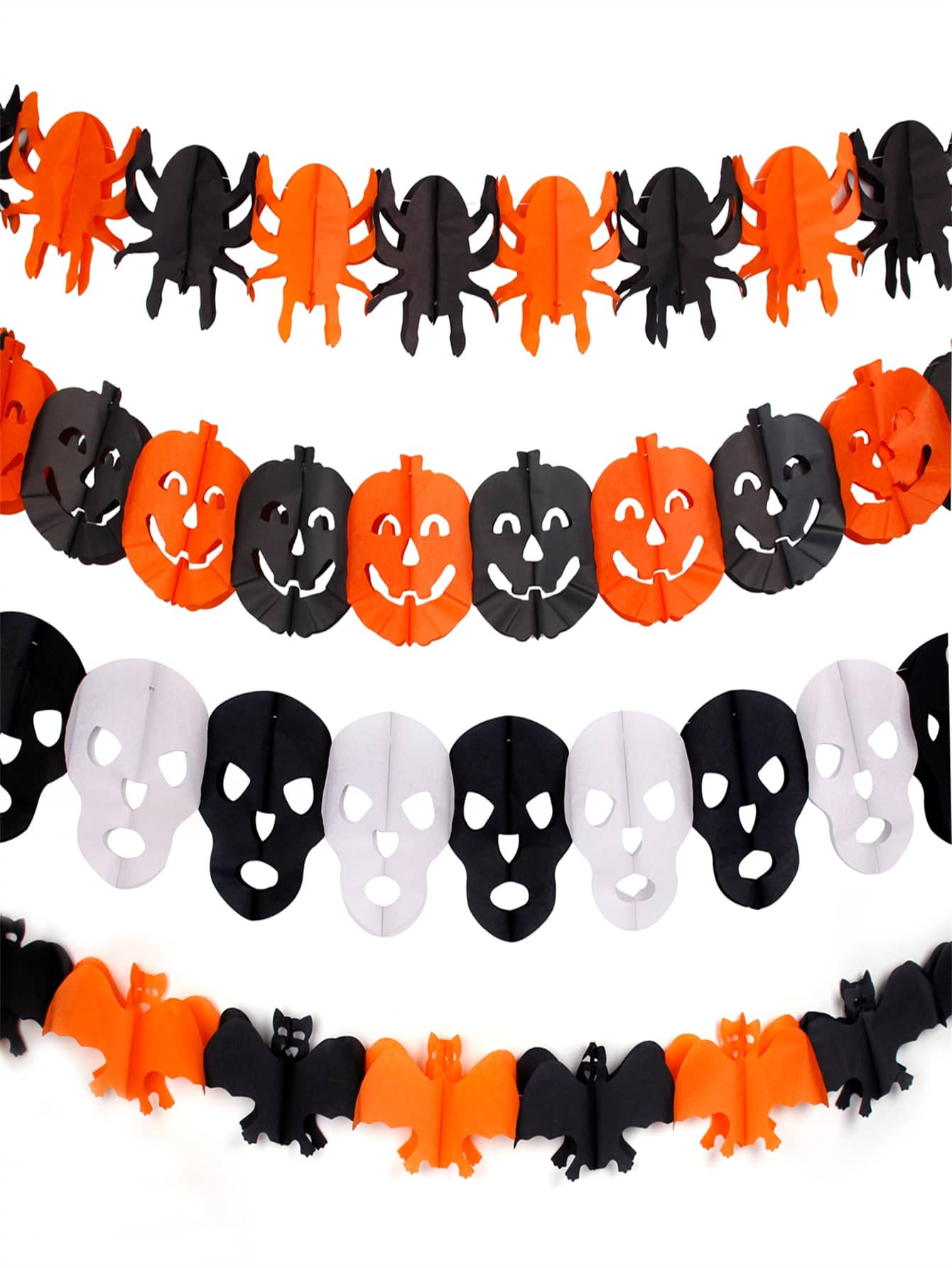 TYFYO 3 mètres Guirlande pendante d'Halloween Bunting Chauve-souris Citrouille Fantômes Araignée Bannière de papier Joyeux Halloween Décorations de fête d'horreur Accessoires d'automne, Noël