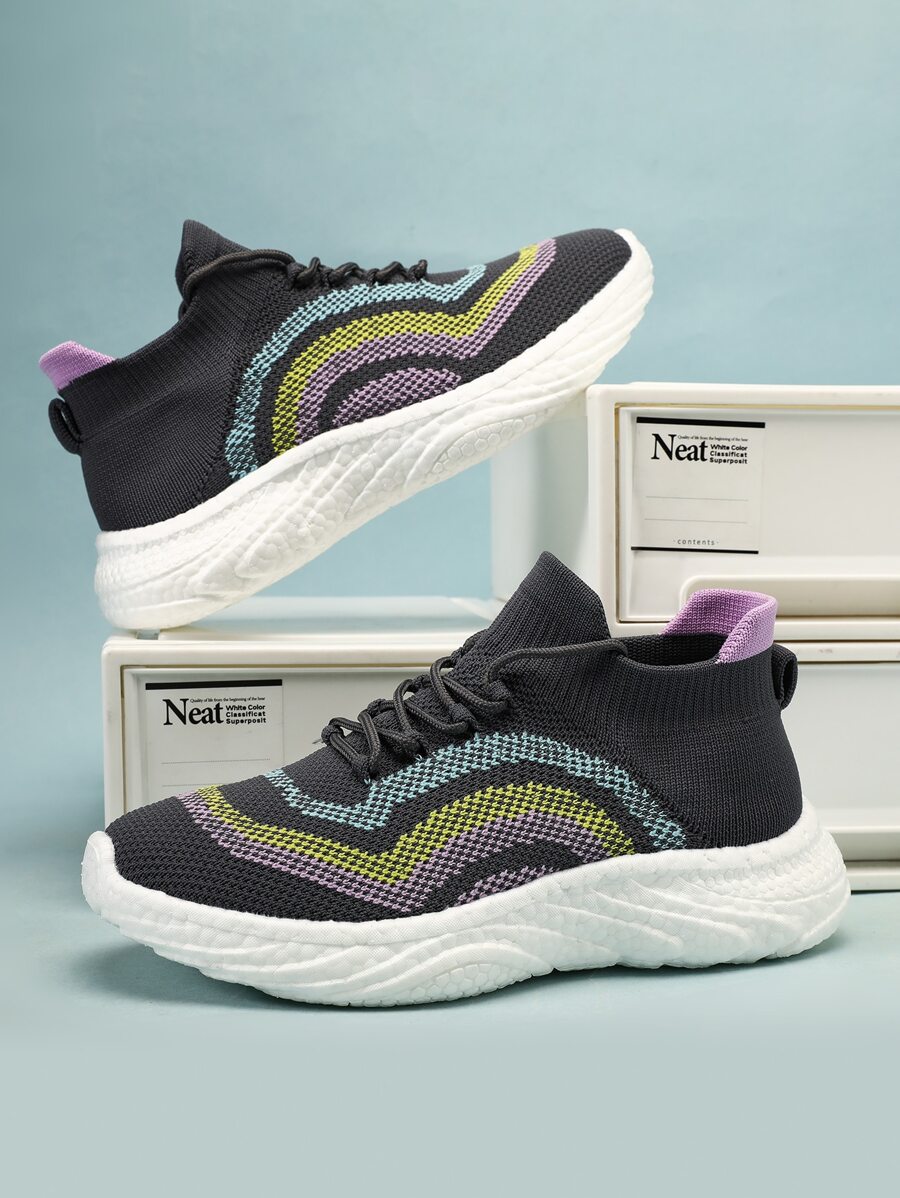 Unisex Couples' Sporty Breathable Low-cut Sneakers, With Black Or Colorful Popcorn Sole And Soft Running Sole, Perfect For Casual Wear