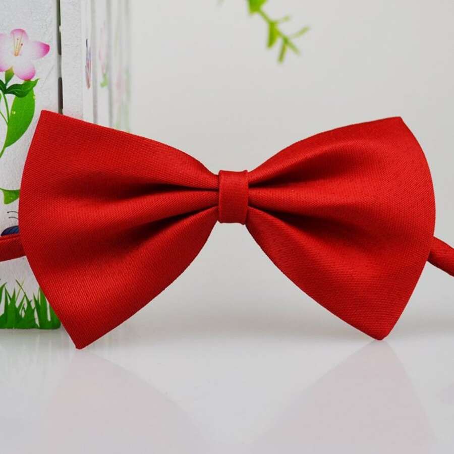 1pc Solid Color Adjustable Bowtie Collar For Dogs And Cats
