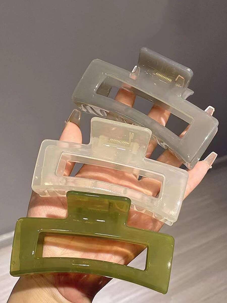 3pcs/Set Women's Vintage Jelly Hair Claw, Simple Hair Clip, Large Size Casual Hair Clips Hair Jaw Clip Hair Clamps Hair Clutch Hair Catcher Clip