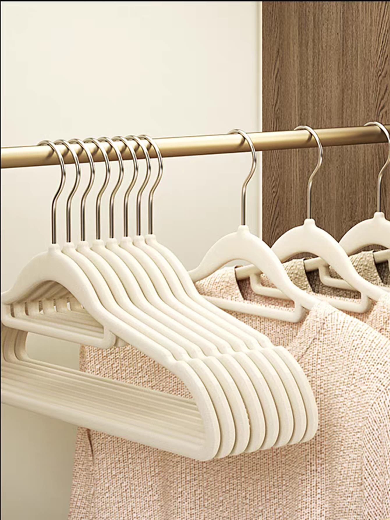 1 pièce/5 pièces/10 pièces Cintre À Vêtement Domestique En Velours Anti-Dérapant Pour Sec/Humide Vêtements