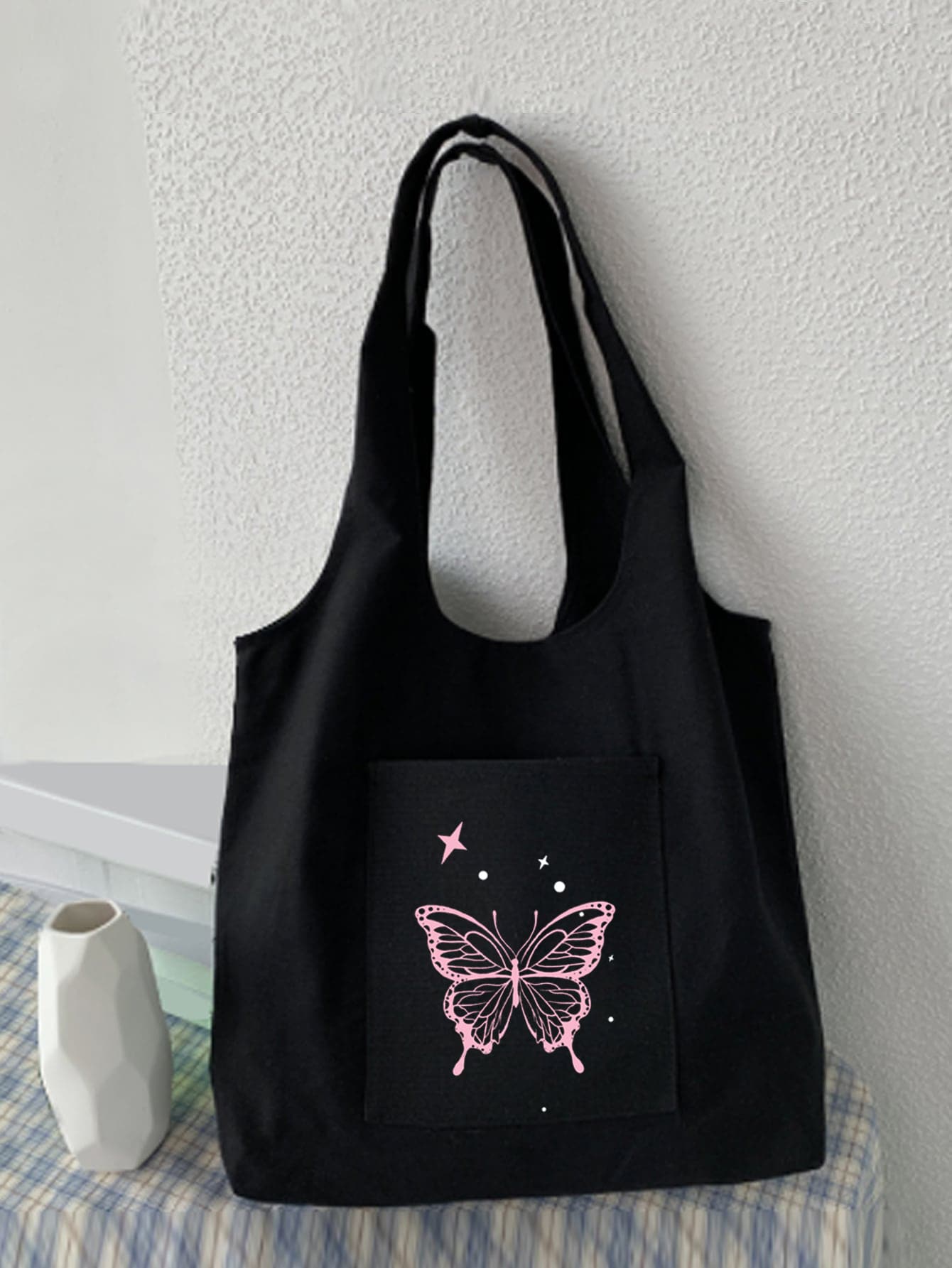 Fashionable Butterfly Pattern Handbag, Y2K Shoulder Bag, Fixed Strap Complete Shopping Bag, Perfect For Music FestivalSchool Bag,Back To School Backpack,Large Capacity,Lightweight,Portable, Suitable For Teen Girls Women College Students, Perfect For Back To School,College,Middle School, High School,Work, Business, Commute, Butterfly Bag Valentines