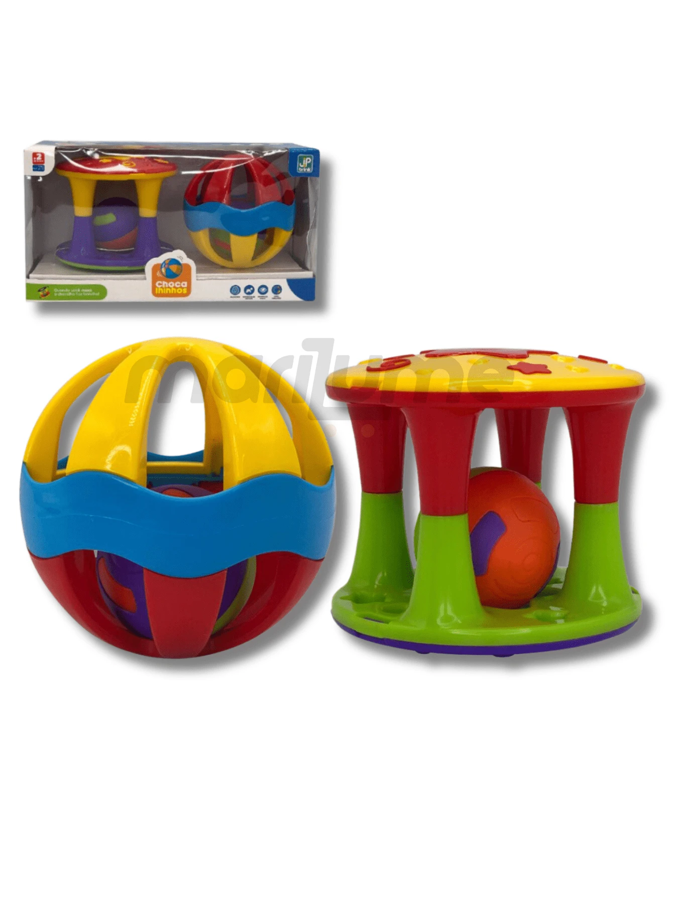 Brinquedo Conjunto com Torre e Bola Chocalho para estimular o bebê