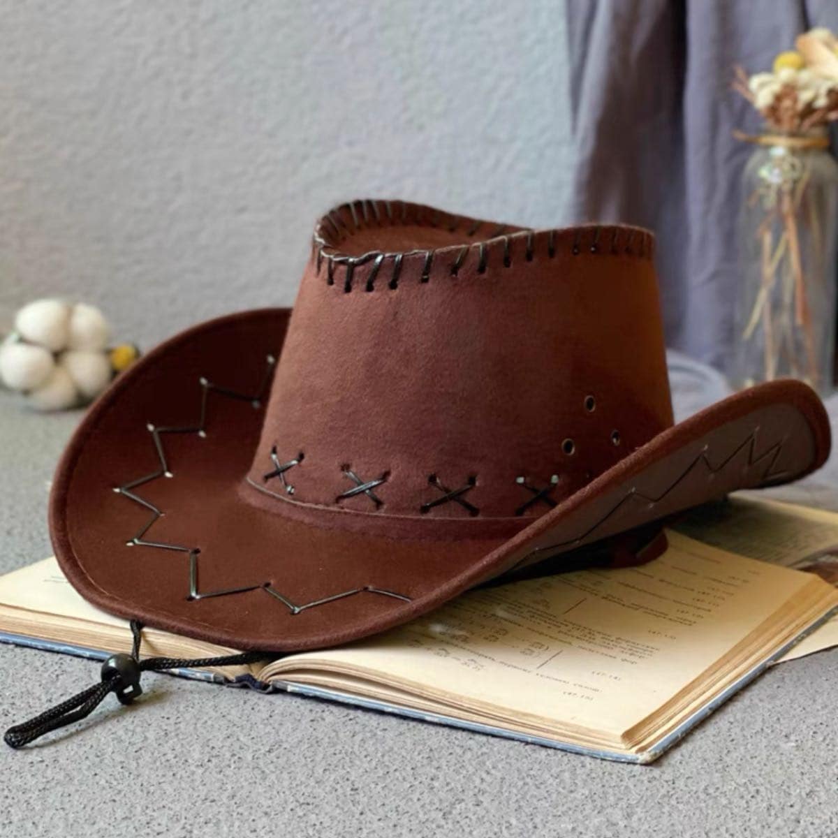 Chapéu De Cowboy Adulto Feminino Masculino De Camurça Com Aba Larga Festa junina Fantasia unisex XL3316