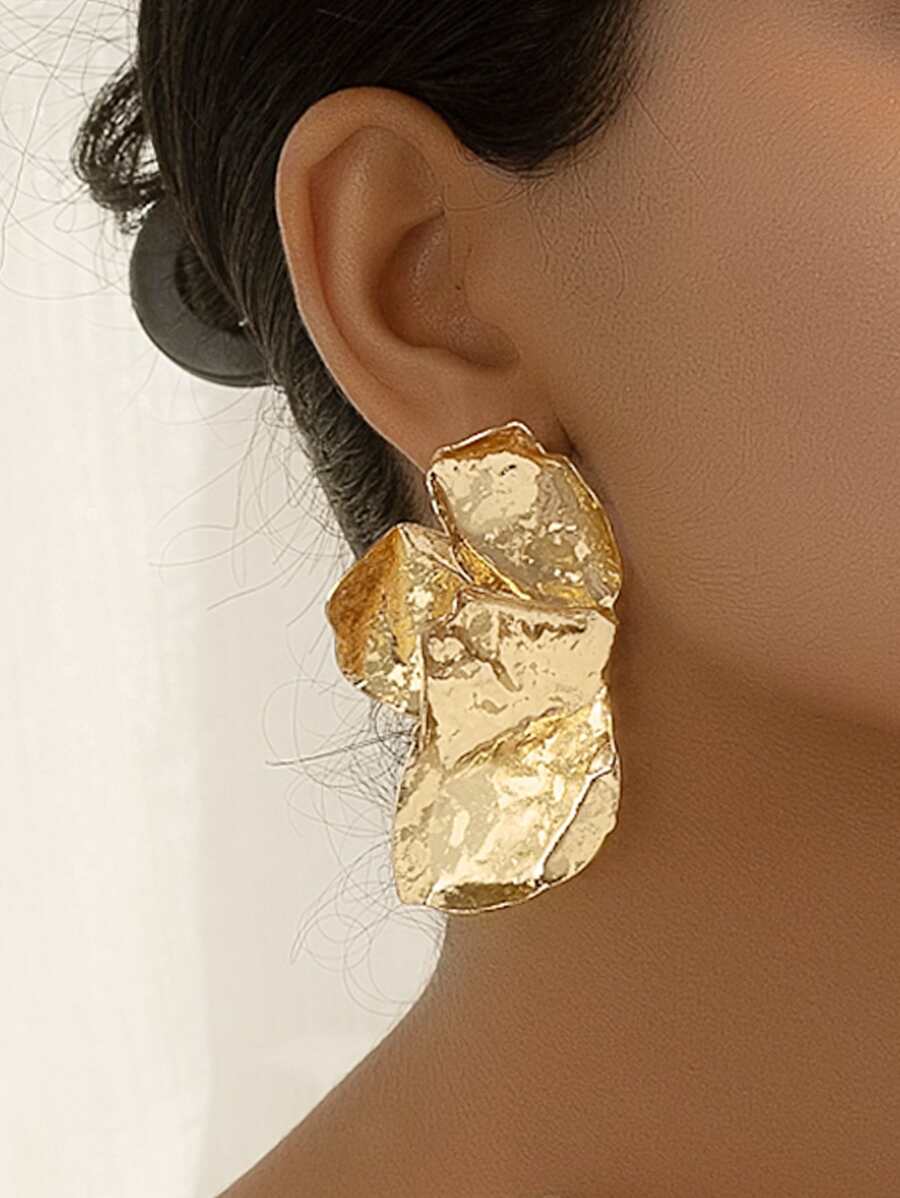 1 Paar europäischer und amerikanischer Stil goldfarbene asymmetrische geometrische Muster Blumen & Blätter Vintage Ohrringe, tolles Geschenk für Frauen zu Valentinstag, Muttertag, Mutter