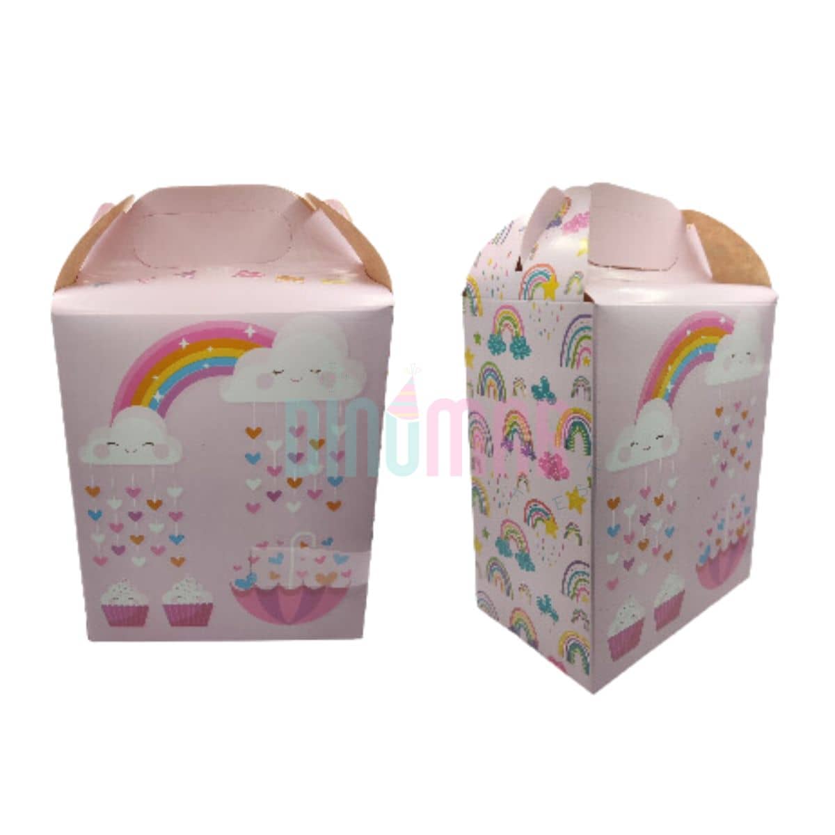 30 Caja Dulcera/lonchera Arcoiris Fiesta. Dulces,bolos Nube